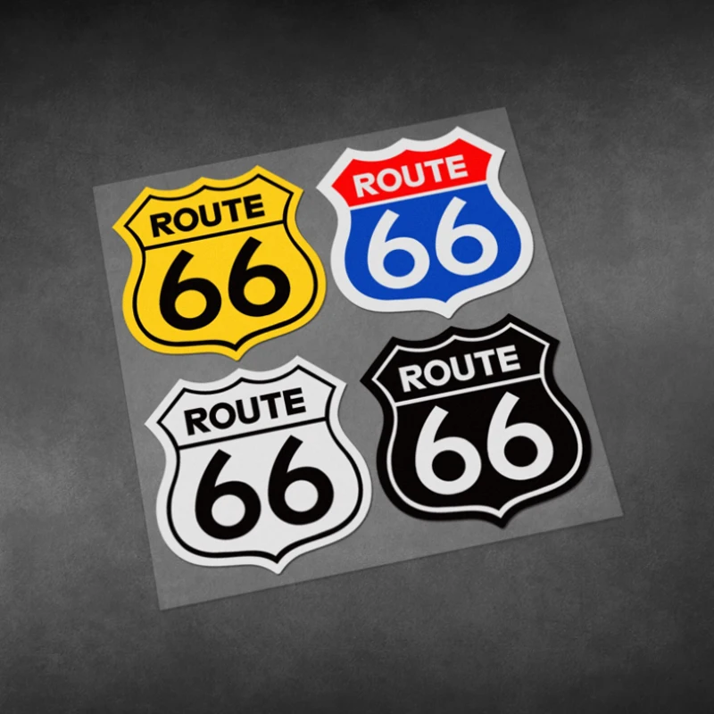 

Colorful Retro 66 Pegatinas Waterproof Reflective Decals Off-road Motorcycle Fuel Tank Helmets Decorative Sticker Vinyl Material