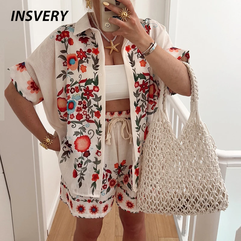 

Винтажный женский кардиган с принтом, рубашка, шорты с эластичной резинкой на талии, комплект из двух предметов, женские летние повседневные праздничные костюмы, женские костюмы с принтом