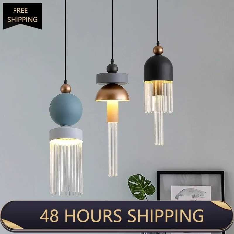 Nordic Modern Glass Pendant Lamp Bedroom Bedside Living Room Dining Room Kitchen Bar Led Light Island Platform Lighting Hanging