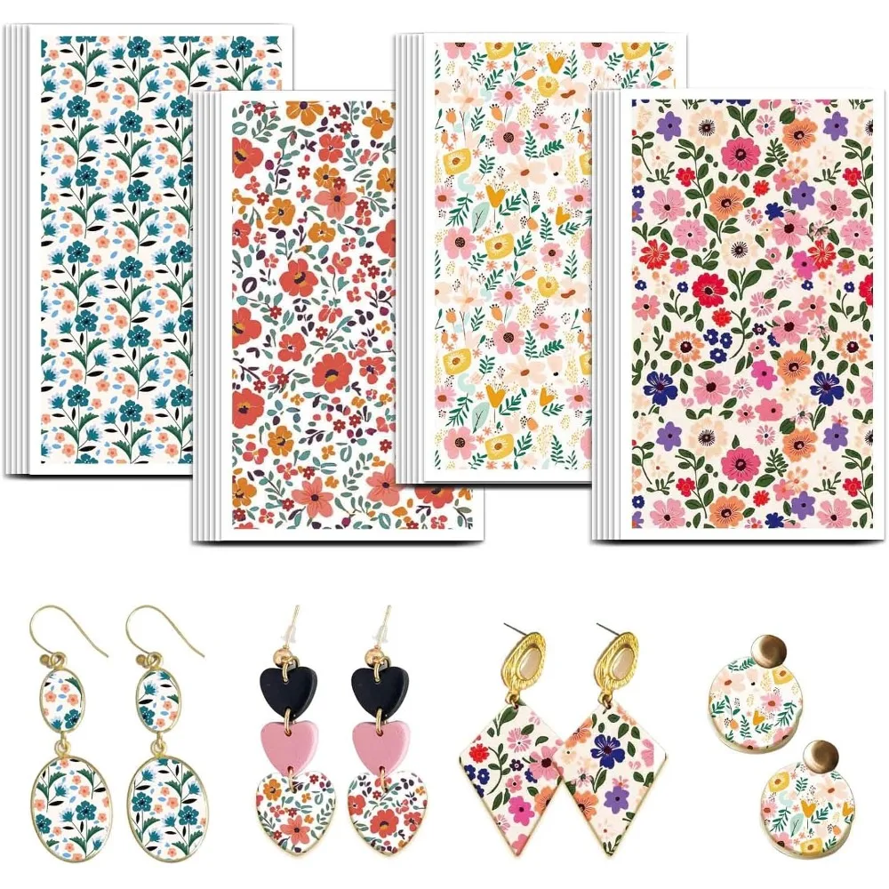 Lot De 12 Feuilles De Transfert Pour Argile Polymère - 14 X 9 Cm - Motifs Vintage Pour Bijoux, Loisirs Créatifs