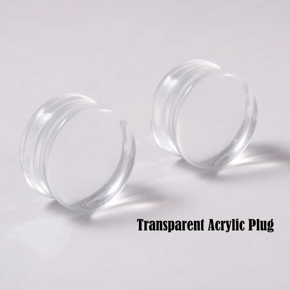 2Pcs Acrylic Top Quality Double Flare Flashback Ear Plugs Transparent Tunnel Gauge Ear Stretching Piercing Expander