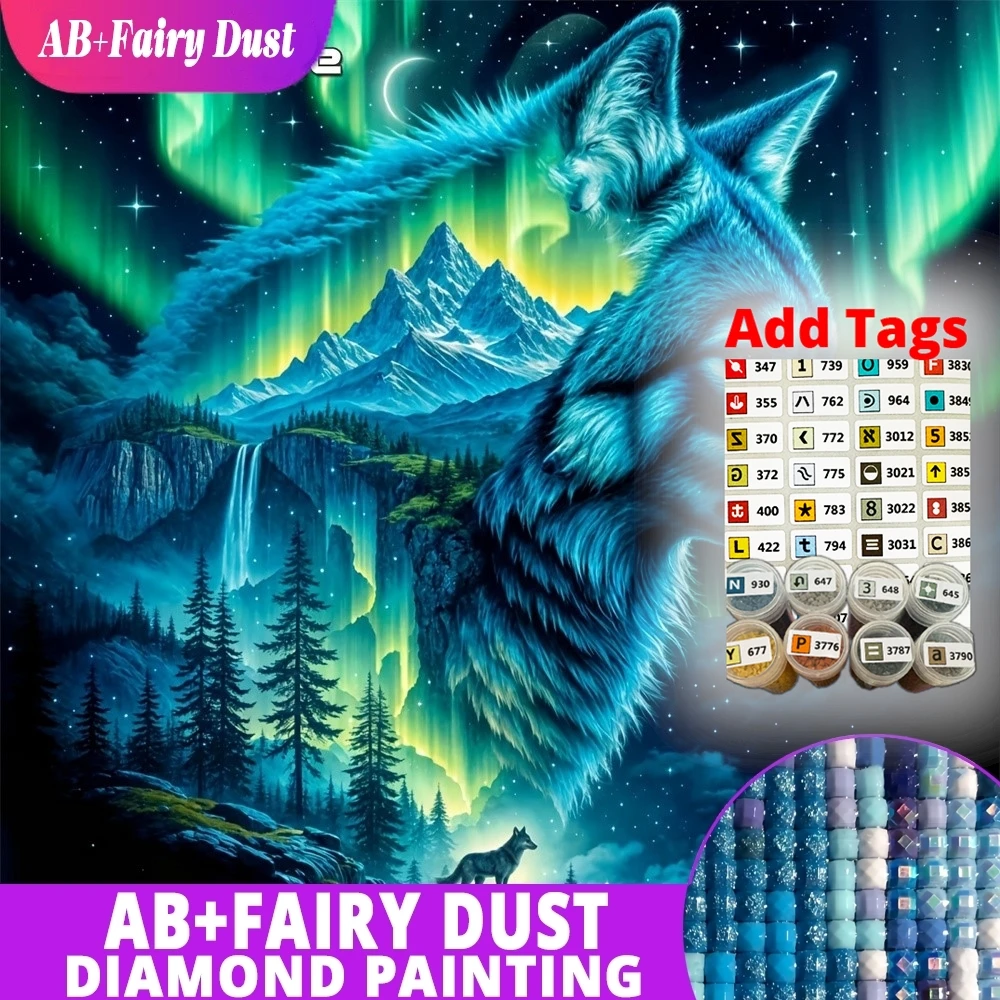 

AB сказочная пыль Алмазная вышивка горный пейзаж живопись DIY узор для взрослых начинающих волк Алмазная мозаика собака настенное искусство