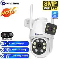 EseeCloud-Mini cámara PTZ inalámbrica 4K con doble lente, 8MP, Audio bidireccional, visión nocturna a Color, impermeable, Wifi, para exteriores