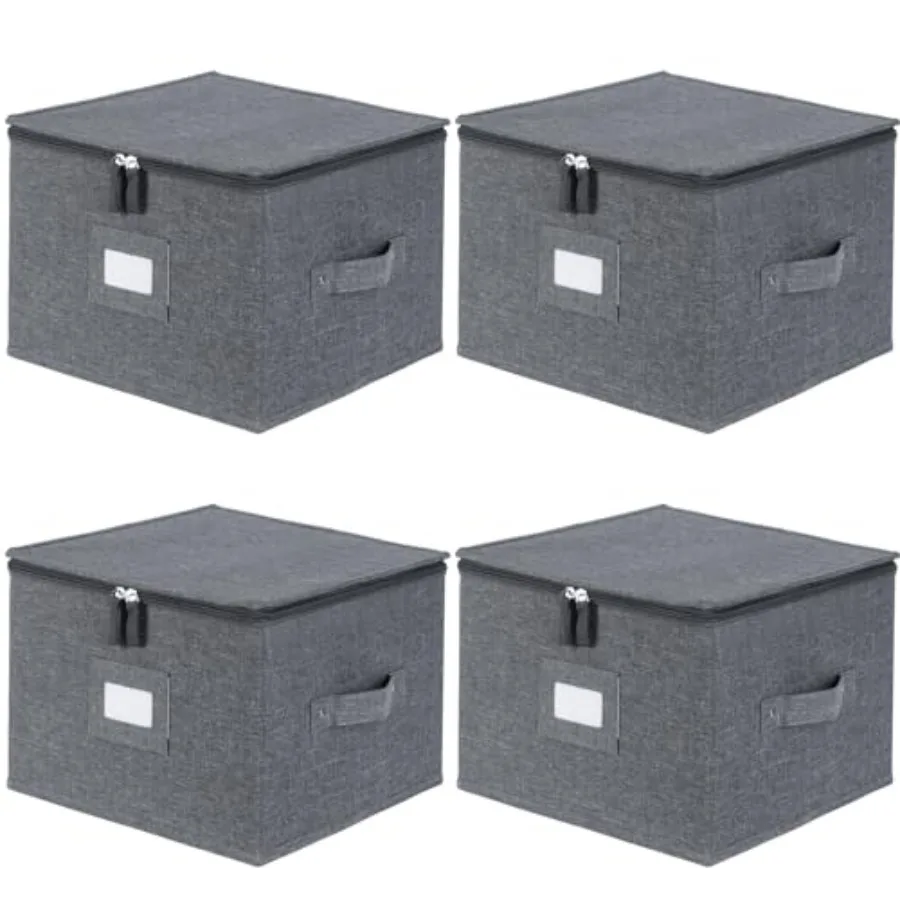 

Cina Stora Containers Inside 12" W x 8" Dinnerware Stora ox for Dises Plate Stora wit 24 Felt Dividers old 24 Plates ard Sell