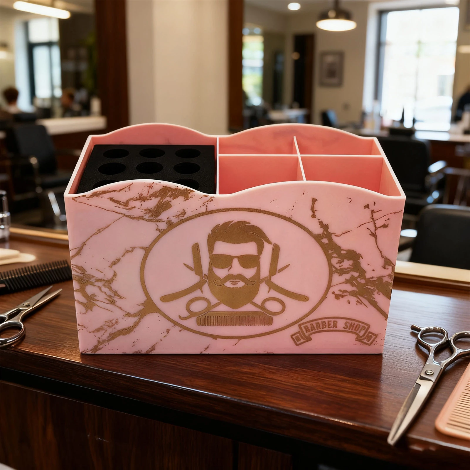 Desktop Shaver Organizer Rack Multi Grids Storage Holder For Hair Clipper Shaver Razor Scissors Barber Shop Organizer Accessory