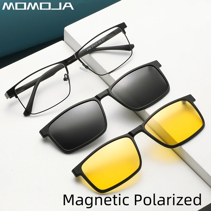 MOMOJA Fashion Ultra Light Glasses Retro Square Magnetic Sunglasses Optical Prescription Eyeglasses Frame For Men And Women 2196