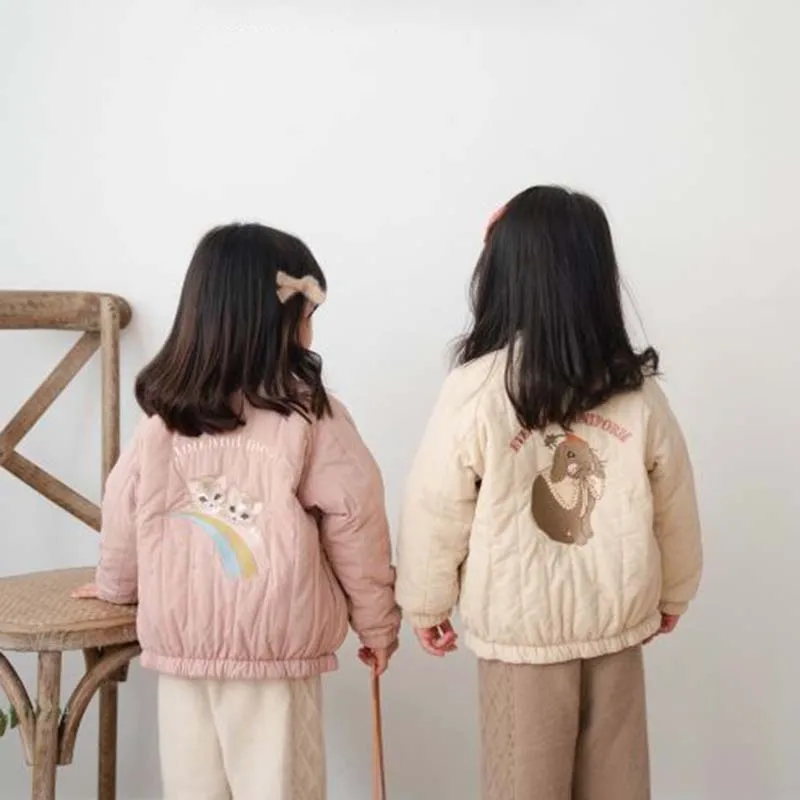 Parkas de plumón de algodón con dibujos animados para niños, chaqueta de invierno para niños, ropa de nieve para bebés, Abrigo acolchado de algodón