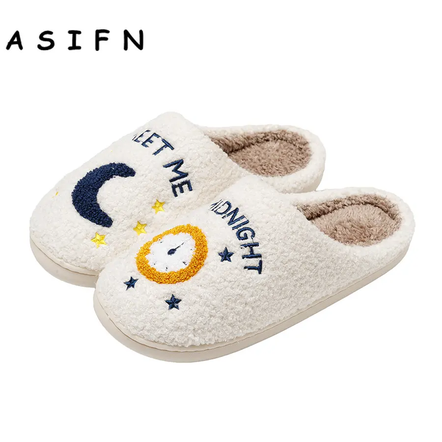 ASIFN-Chaussons de maison de dessin animé pour femmes, chaussures de diapositives de coussin, fourrure plate, doux, chaud, confortable, mignon, Meet