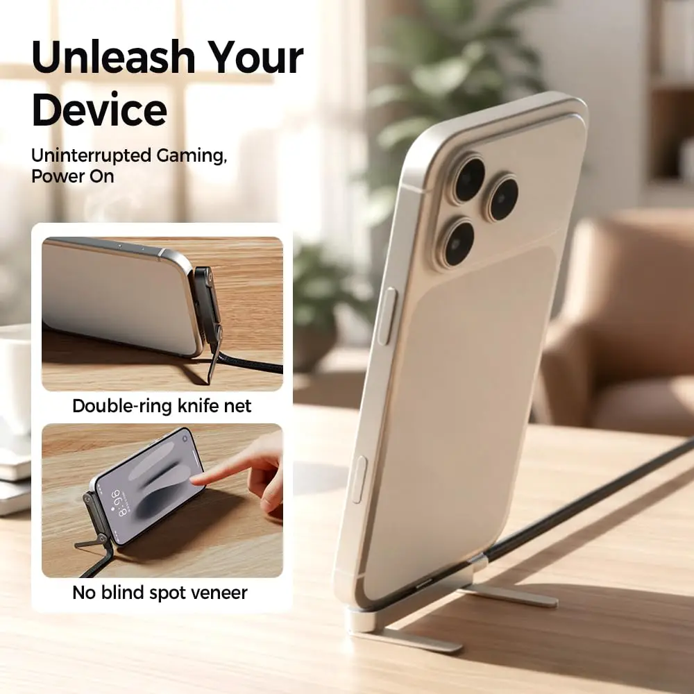 2-in-1 Type C Charger Cord & Phone Stand Invisible 90°Ellow Holder Charger Cable 240W High-speed Quick Charging Data Line