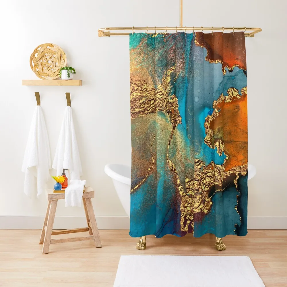 

glamorous gold ink autumn texture Shower Curtain Bathroom Showers Waterproof Shower Curtain Cute Shower Curtain