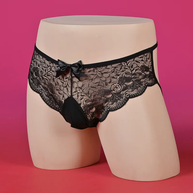 الدانتيل انظر من خلال سيسي الحقيبة سراويل مثير الجوف عودة الملابس الداخلية ملخصات مثلي الجنس الذكور رصاصة فصل الملابس الداخلية JK خادمة رجل الكلسون #3