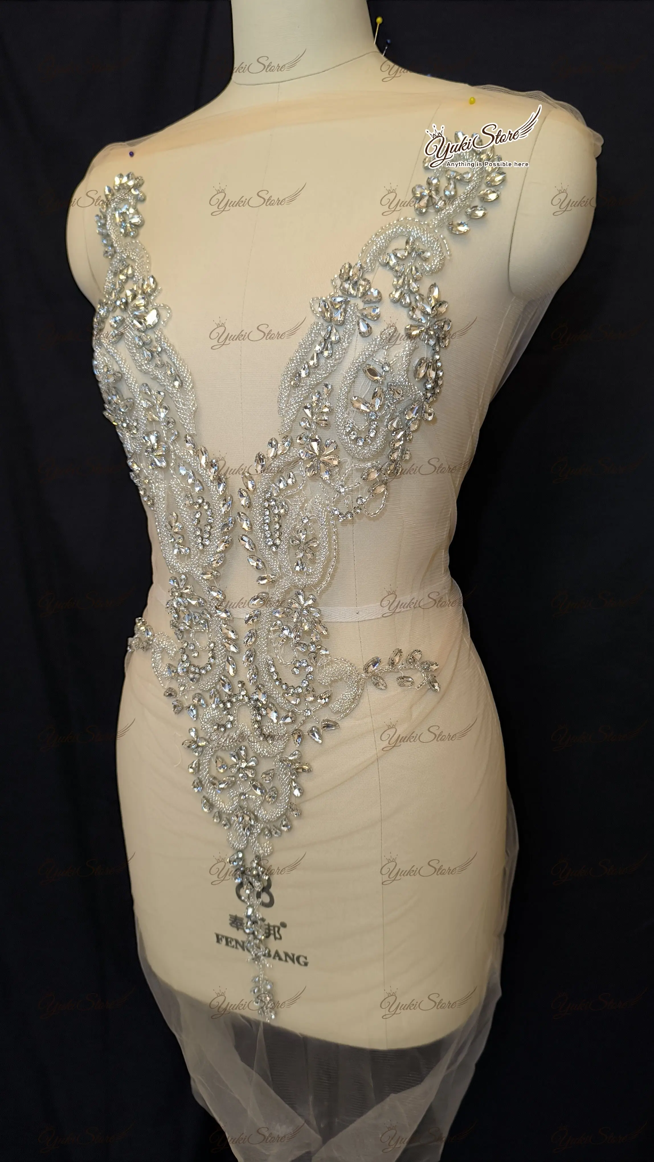 Silber handgemachte bling bling Party Abschluss ball Frauen Kleid verziert Kristall Panel Mieder und V-Form Strass Applikationen jy079