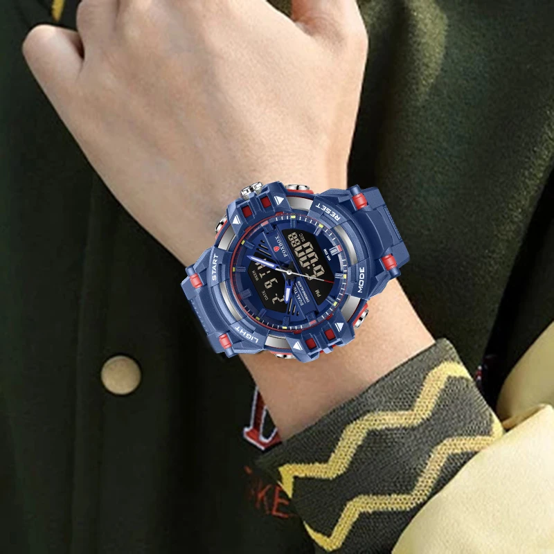 LIGE FOXBOX 新ファッションカジュアルスポーツ電子時計 LED デジタルディスプレイメンズ腕時計 50 メートル防水アラーム日付腕時計 + ボックス