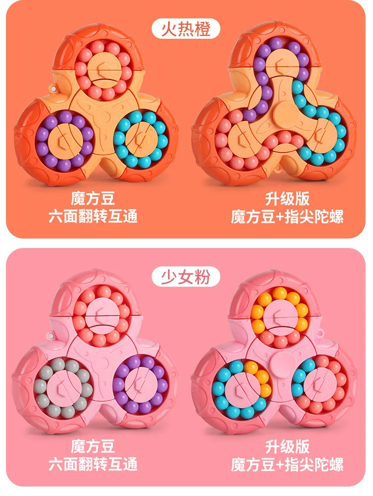 New Six Sided Rotation Finger Bean Intelligence Gyro Antistress Fingertip Cube Learning Educational Magic Disk For Kids Gift