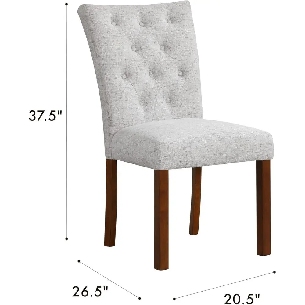 Button Tufted Fabric Dining Chairs - Neutral Textured Solid Woven (Set of 2)