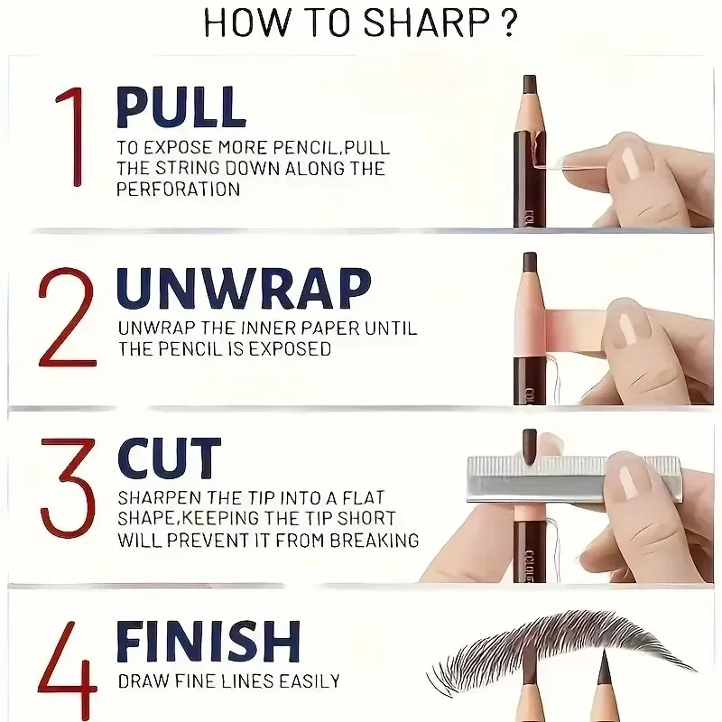 6 ألوان الخيار قلم الحواجب مقاوم للماء وغير لطخة خشب أصلي الصلب الأساسية بالجملة الخشب قلم الحواجب قلم الحواجب الذهبي