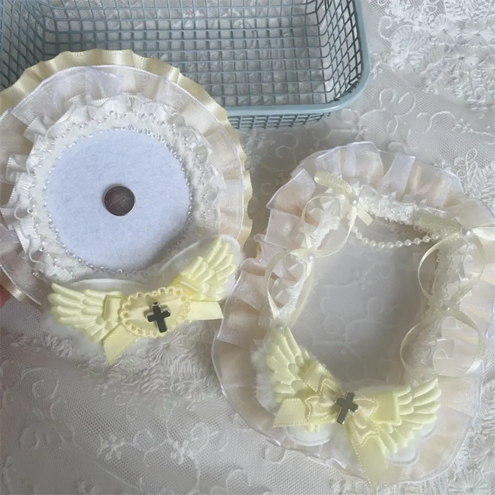 New Lace Trim Badge Holder Angel Wings Finished Product Badge Ita Bag Handmade Cross Accessories Pins Display Base