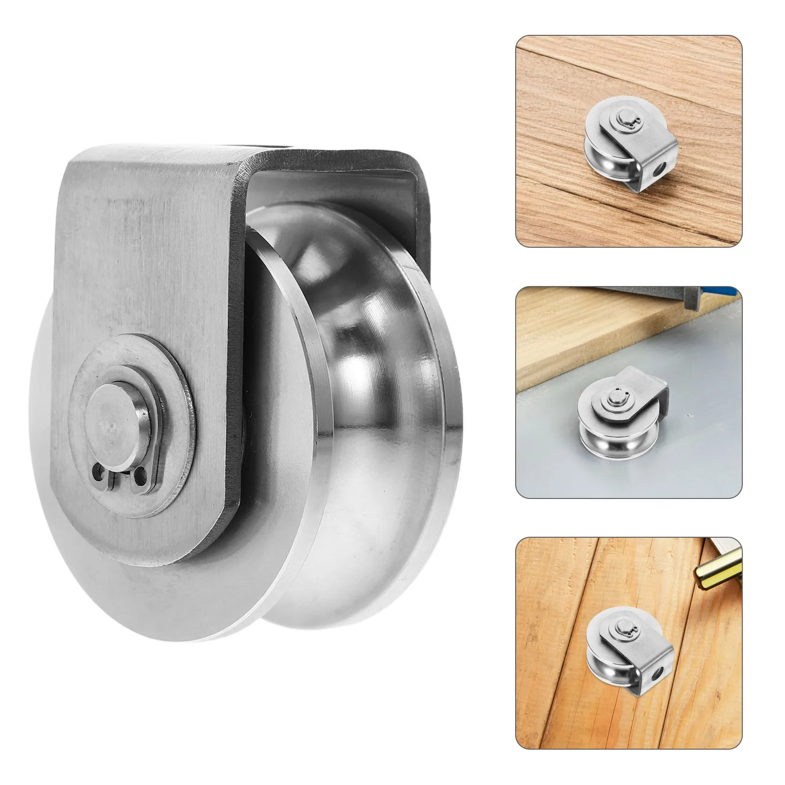 

U Groove Pulley Wheel Stainless Steel Heavy Duty Track Roller Double Bearings For Sliding Gate Door Window Cable Rope