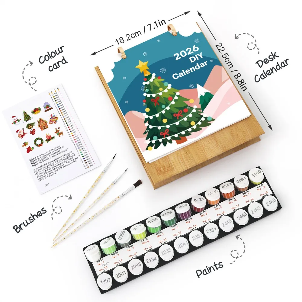 

Unique 2026 Edition Desk Calendar Handmade 12 Month Standing Flip Calendar Commemorative Hand Drawn Table Planner DIY