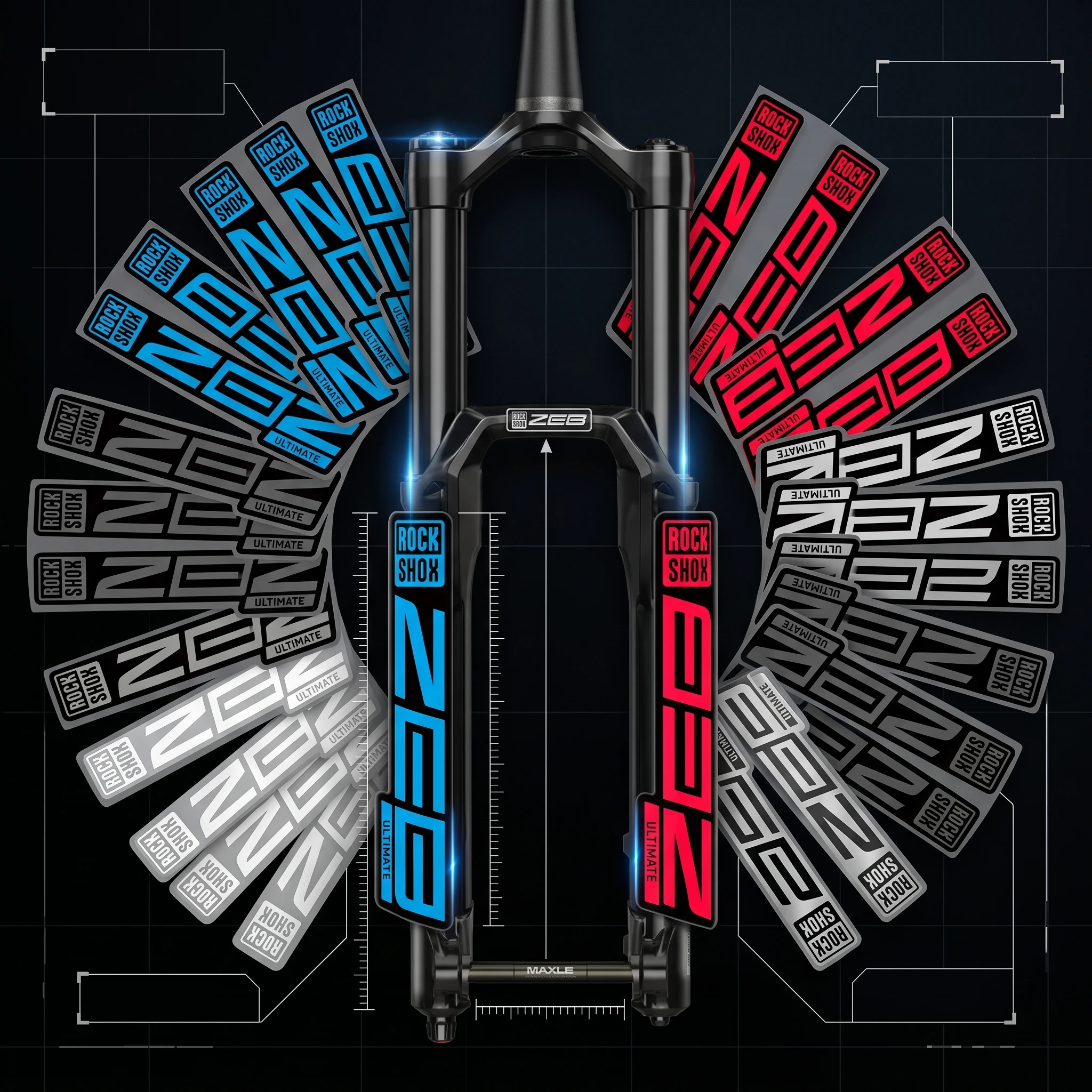 AliExpress NONE RockShox ZEB ULTIMATE 3PCS Scratch Proof MTB Fork Decor Stickers