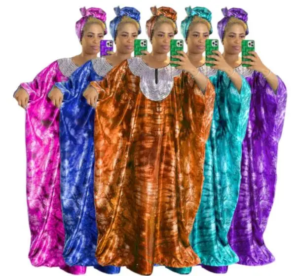 African Wedding Party Dresses for Women Summer African Short Sleeve V-neck Sequined Plus Size Long Dress Traditional Clothing