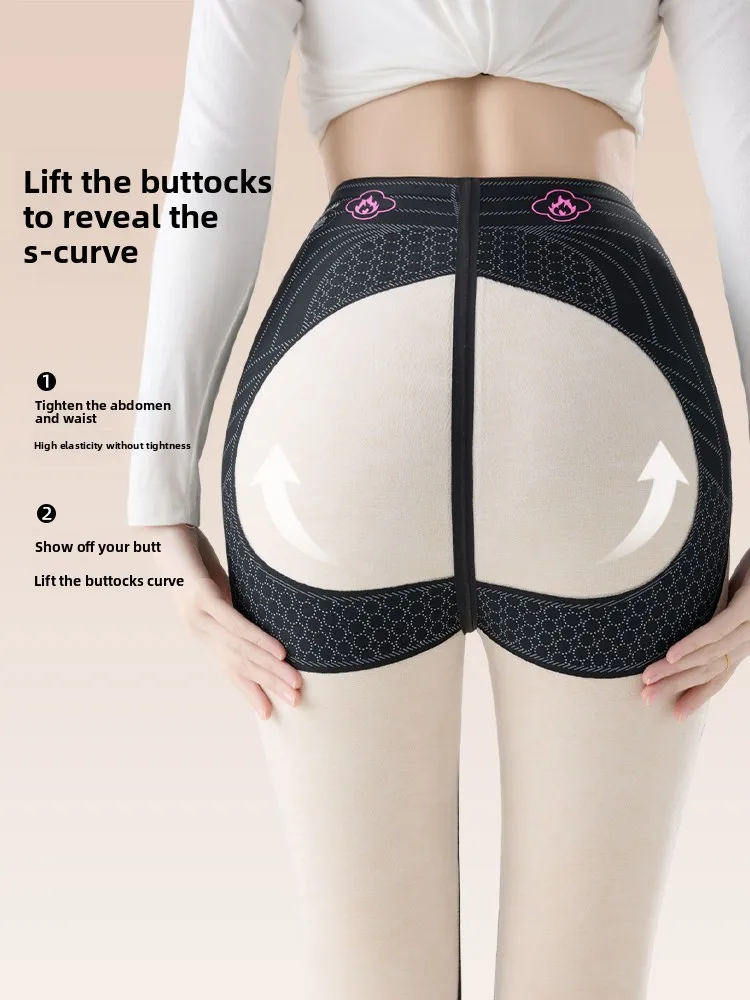 Thiened Fce ハイウエストヨガパンツ女性の秋冬アウター暖かい膝パッド入りアーックスキンパンツカジュアルロングパンツ