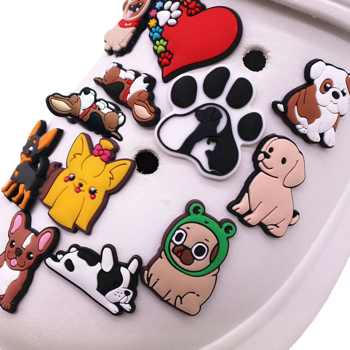 1pcs Lovely Dog PVC Shoe Charms Decorations Cute Sleeping Puppy Bulldog Sandals Upper Accessories Pins Clog Clips Kids Gifts image 3