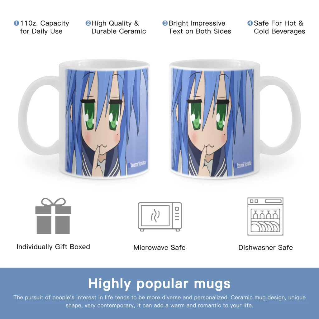 

Lucky Star Izumi Konata Anime Free shipping Coffee Cups Ceramic cups creative cups and cute mugs Personalized Gift Cup For Tea