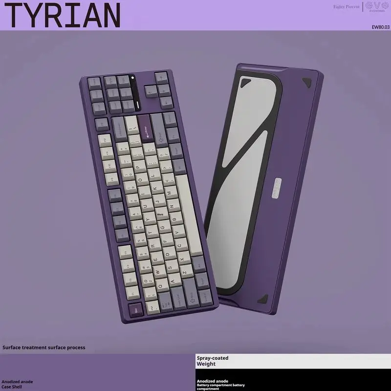 

Tılıype Evo80 Механическая клавиатура RGB с низкой задержкой, тихие колпачки для клавиш из ПБТ, 80% размер, удобная для игр, полная клавиатура с защитой от ореолов, идеальный подарок