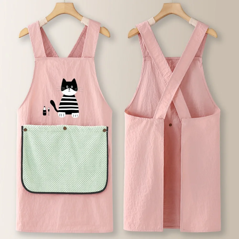 

Wear-resistant Kitchen Apron Comfortable Hand Wipe Feature Long Sleeved Apron with Detachable Towel Anti-fouling