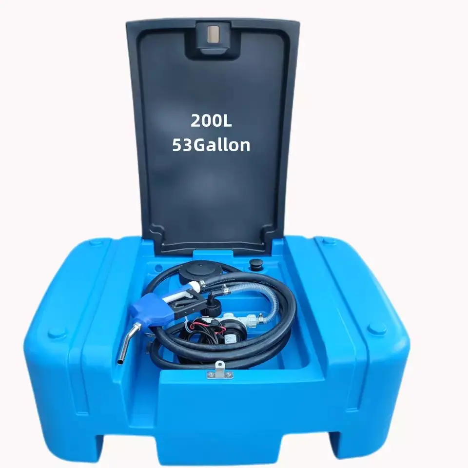 210L Transfer Petrol Fuel Caddy Plastic Jerry Can Portable Tank Carbon Fuel Tank with Pump Adblue Tanks Can