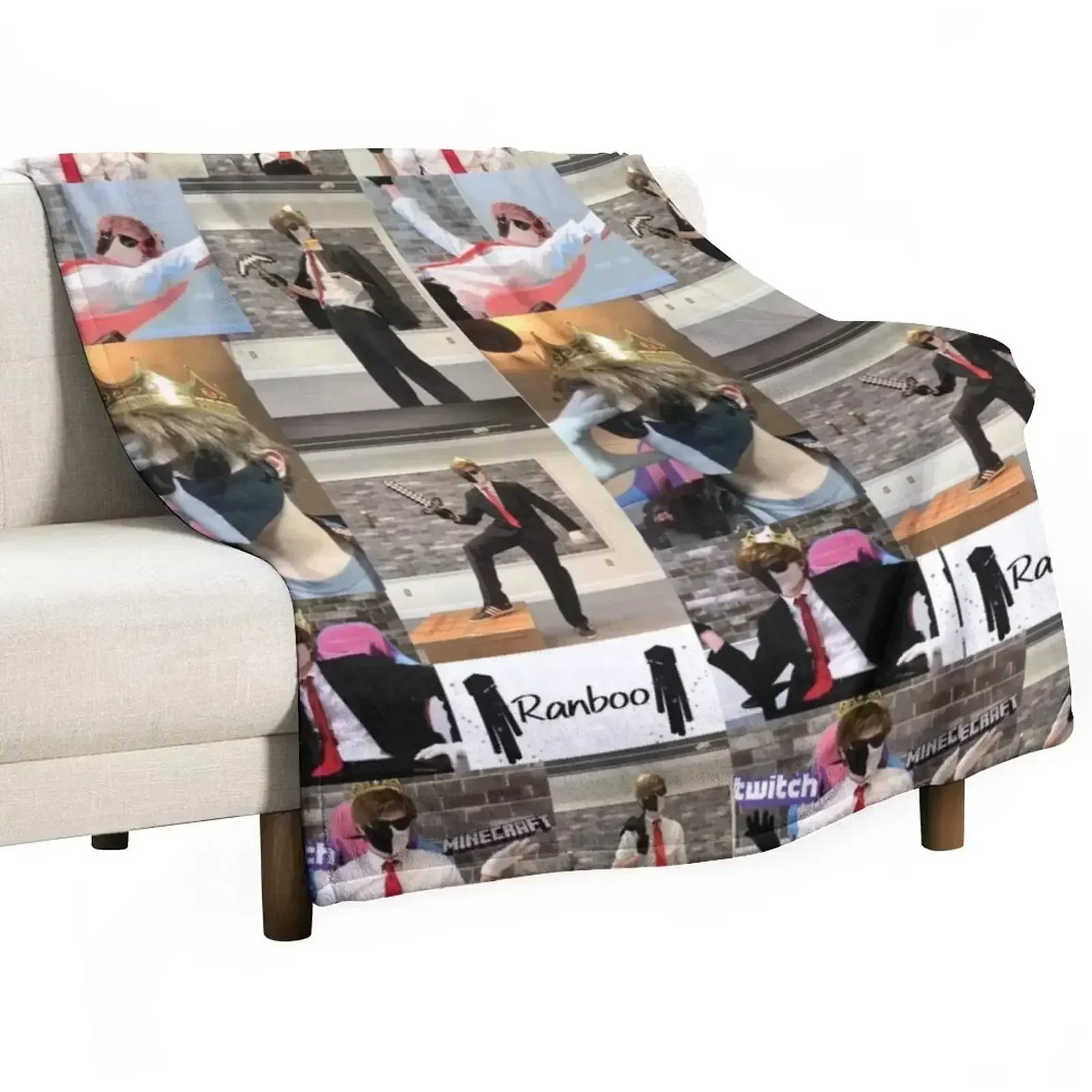 

Ranboo Collage Throw Blanket Retros decorative Bed linens Blankets