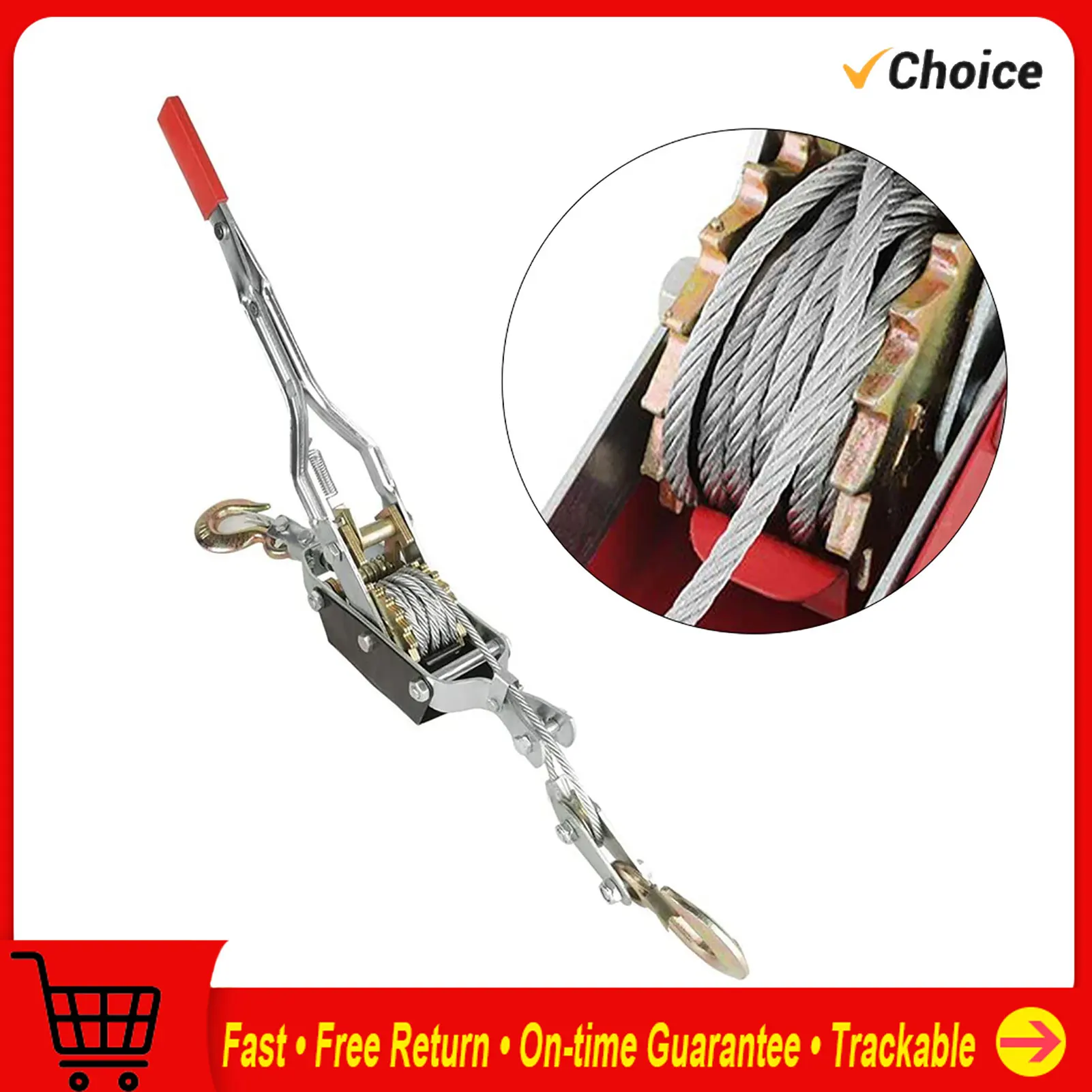 2/4T Wire Rope Hand Power Puller Tighten Tool Mini Tightener Double Hook Lifting Tool Heavy Duty Power Puller Hand Power Puller
