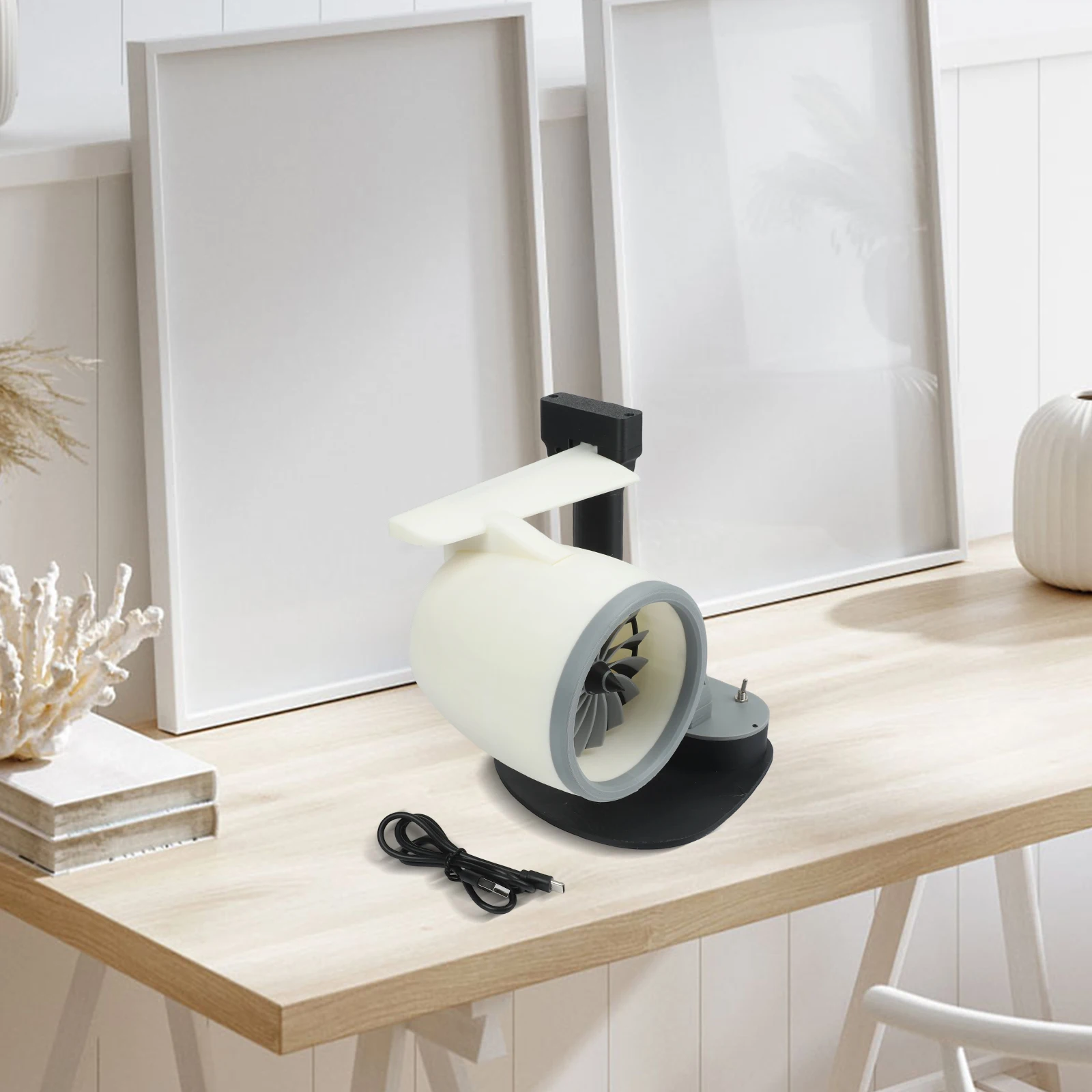 Bedside Table USB Humidifier Fan Desktop Humidifier Stylish Airflow Fan With Light Humidifier Adjustable Airflow