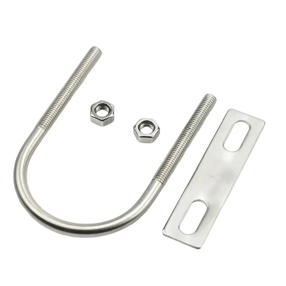 1Set Durable 304 Stainless Steel M6 Round Tube Clamp With Baffle Screws Round Bolt Pipe U-clamp for Round Tube