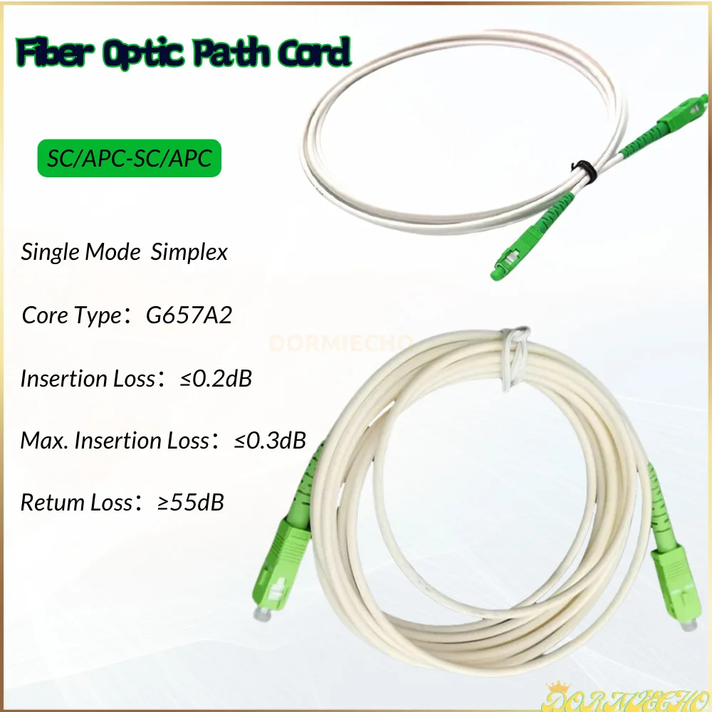 

G657A2 50Pcs 1.5M SC-SC APC Optic Path Cord Single Mode Simplex 3.0Mm White LSZH Jacket Fiber Jumper