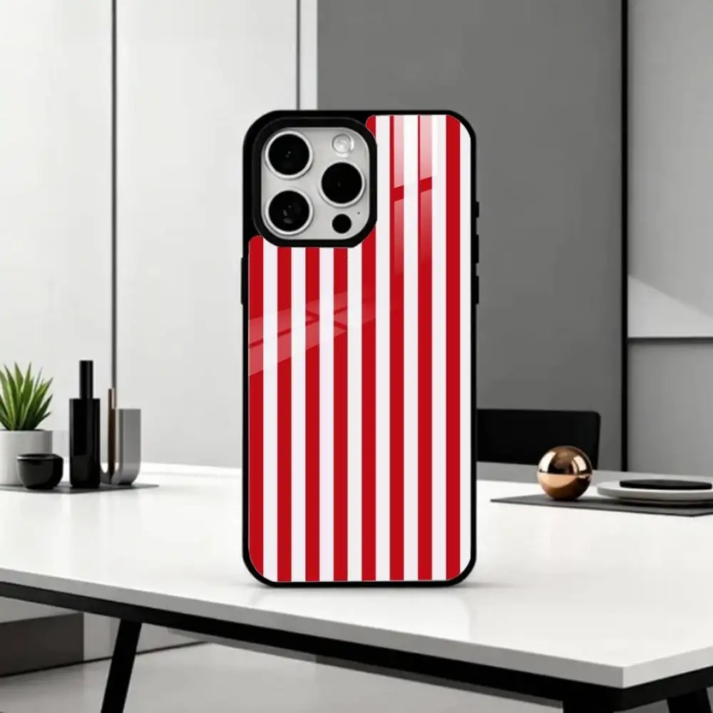 B-Burgundy White Stripe   Phone Case For iPhone17,16,15,14,13,12,11 Plus,Pro Max Magnetic For Magsafe Wireless Charging