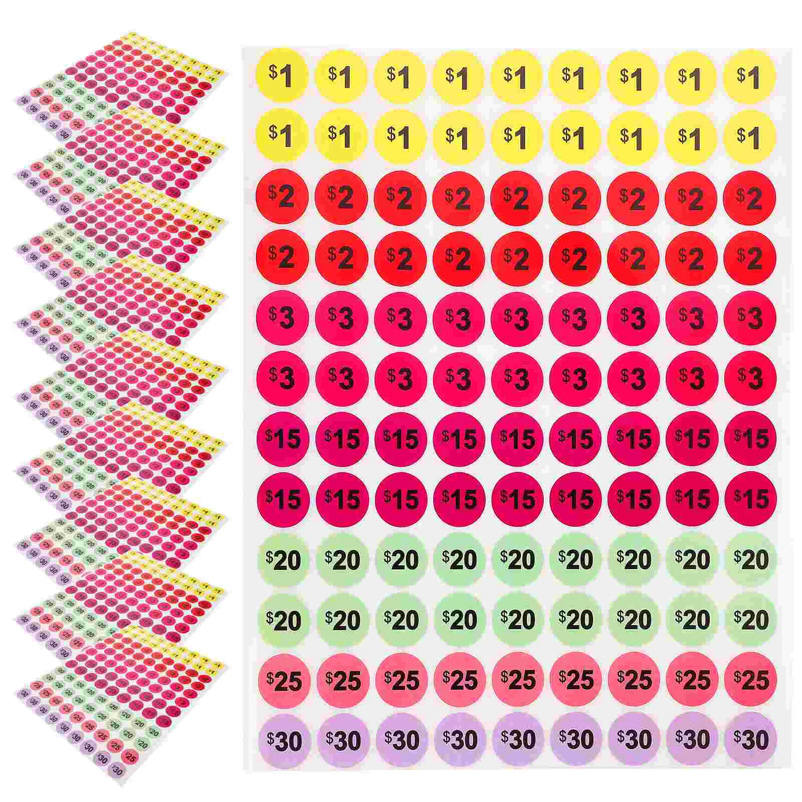쇼핑몰 슈퍼마켓 달러 가격 태그 스티커, 가격 스티커 용품 라벨, 상품 공급 용지, 10 장