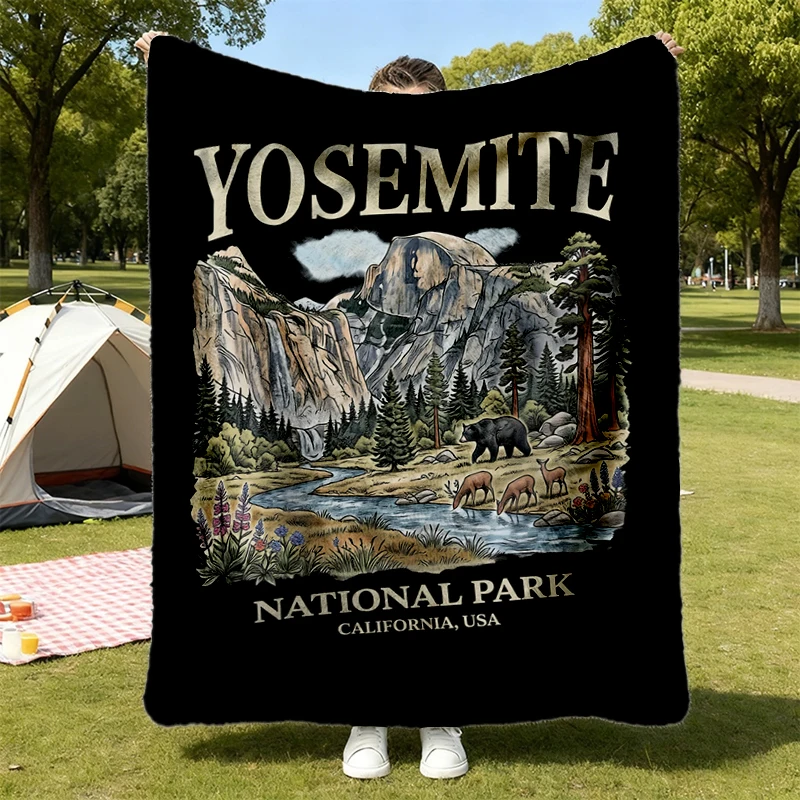 Yosemite National Park Vintage 90s Graphic Flannel Blanket