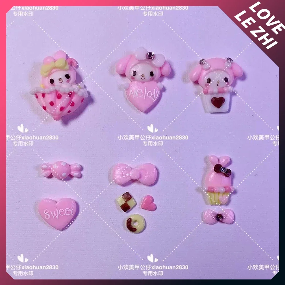 

My Melody Nail Art Mold Toys Finished Product Anime Diy Cartoon 3D Carving Silicone Heart-Shaped Doll Nails Template Accesories