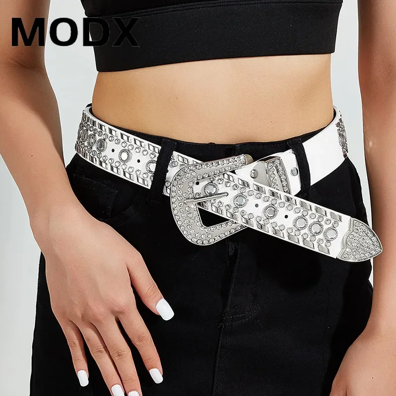 

Y2K Rhinestones Belts Quality Western Cowgirl Cowboy Diamond Bling Cinturones Para Hombre Luxury Designer Brand Goth