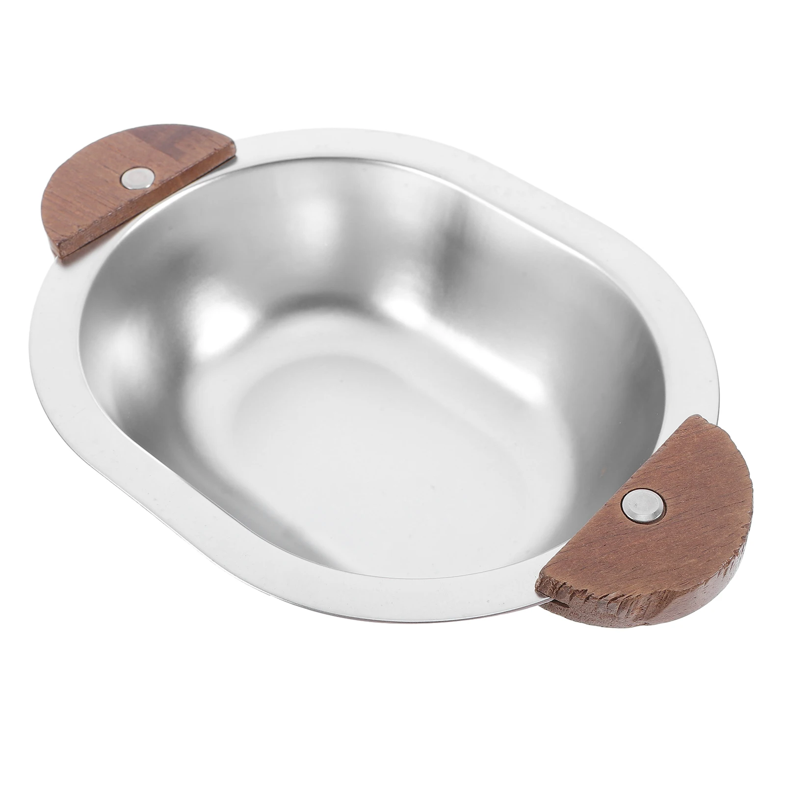 

Stainless Steel Double Handle Bowl Walnut Wood Salad Fruit Dessert Serving Bowls Kitchenware Comfort Grip Versatile