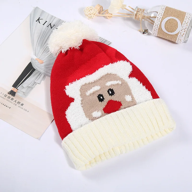 Blotona Cute Kids Christmas Beanie Caps Soft Winter Warm Knit Hats Toddler Skull Caps for Boys Girls