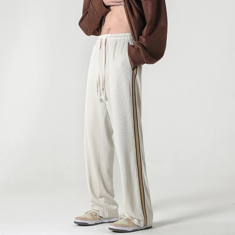 2023 Autumn New Versatile Loose Casual Contrast Color Trendy Spliced Men's Wide Leg Pants