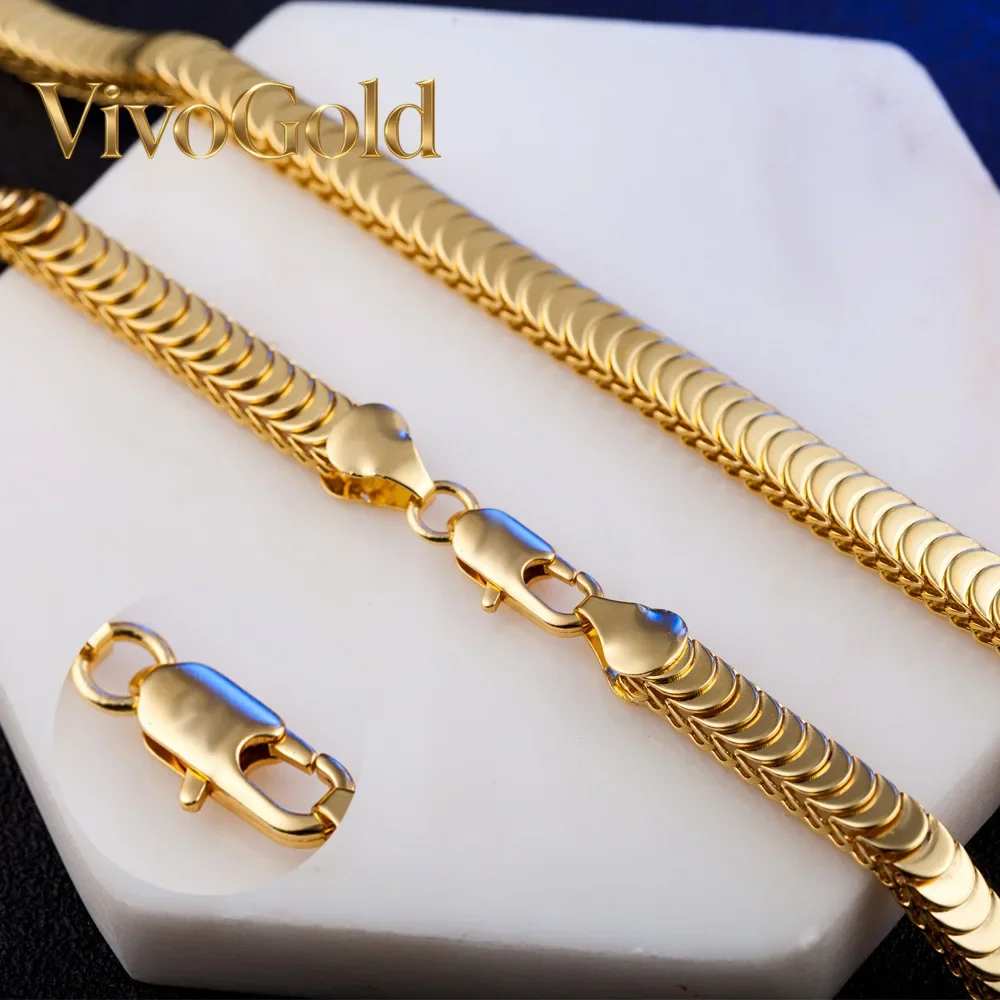 VivoGold Luxury 24K 9999 Pure Gold real gold Men's and Women's Snake Bone Scale Bracelet Necklace