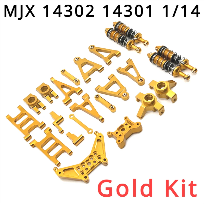 MJX 14302 14301 1/14 RC Remote Control Car Spare Parts Metal Upgrade Set Swing Arm Steering Cup Gold Kit