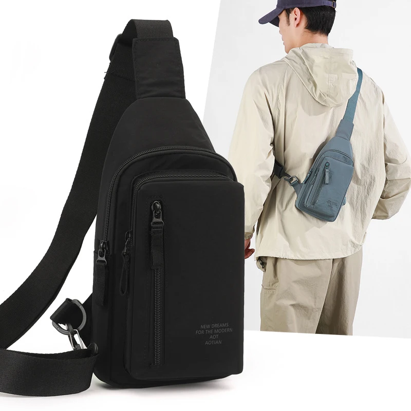 New minimalist and versatile multi compartment men's and women's outdoor casual chest bag crossbody bag Oxford cloth bag for men