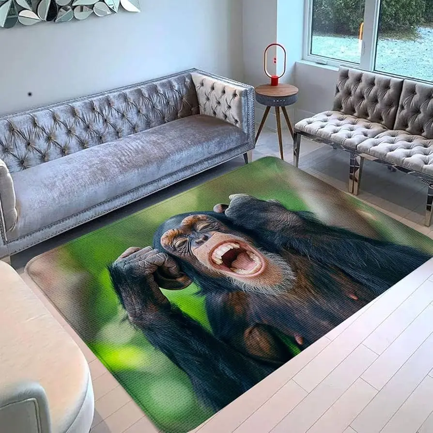Funny Monkey Carpet & Home Decor - Cool Gorilla Area Rug Non Slip Foldable Washable Floor Mat for Entryway Hallway Gaming Room