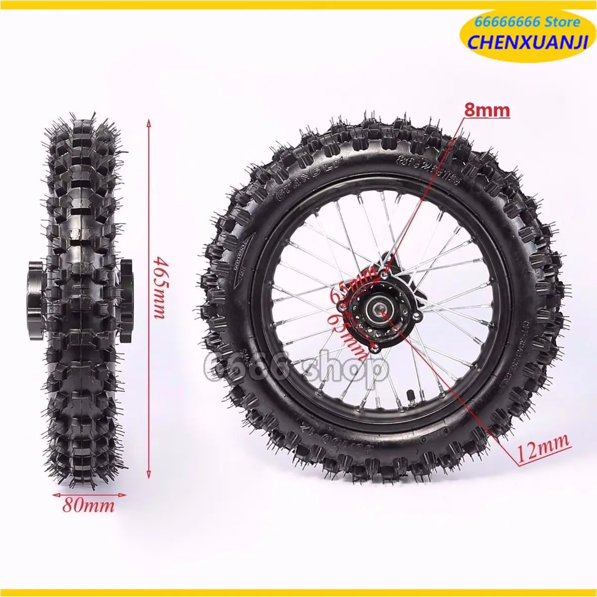 60/100-14 80/100-12 Motorcycle Frontoff-road Tires for Dirt Pit Bike CRF50 XR RFZ125 Front/Rear Wheels Parts