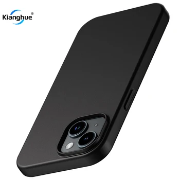 Silikon yumuşak mat lüks kılıf iPhone 15 14 artı 13 12 Mini 11 Pro XS Max X XR SE 2 3 7 8 artı Ultra ince katı siyah kapak